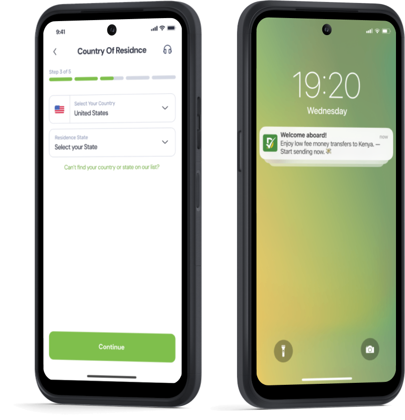 Register in minutes to send money from the US to Kenya with a zero fees.